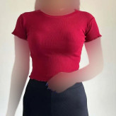کراپ تیشرت کبریتی مدل 1131 راهراه رنگی فری سایز زنانه