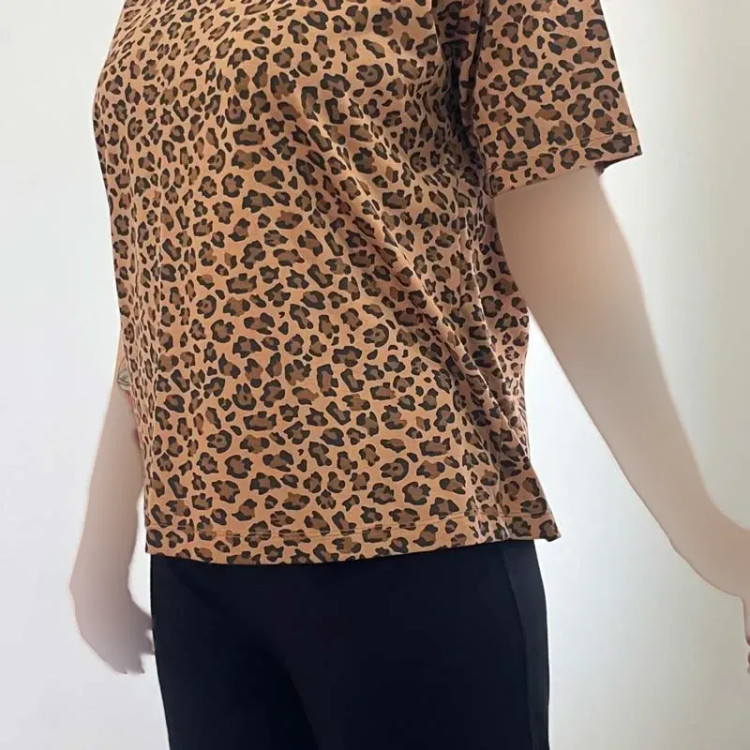تیشرت پلنگی نخ پنبه زنانه کد 1350