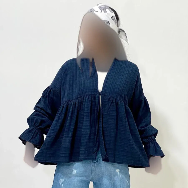 شومیز عروسکی گره ای زنانه جنس لینن فری سایز