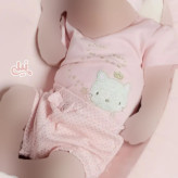 ست لباس نوزادی پنبه ای طرح بالرین آستین کوتاه و شلوارک در 4 سایز