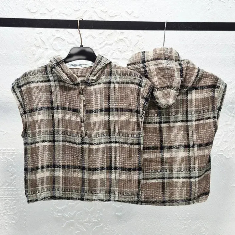 وست کلاهدار بچگانه و زنانه پارچه کنفی ترک تابستانه سایز 3 تا 14 سال