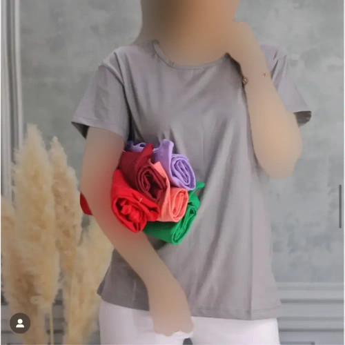 تیشرت زنانه نخ پنبه ساده یقه گرد قواره متوسط مناسب سایز 36 تا 46