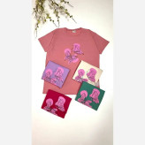 تیشرت زنانه نخ پنبه طرح پروانه قواره بزرگ سایز 38 تا 46