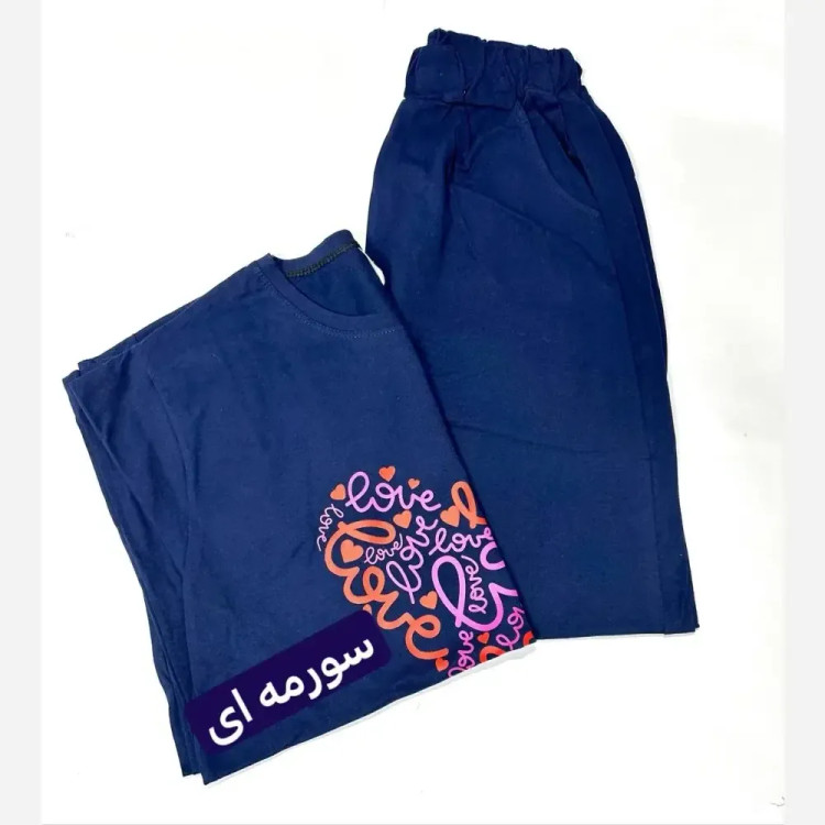 ست تیشرت و شلوار زنانه نخ پنبه قواره آزاد