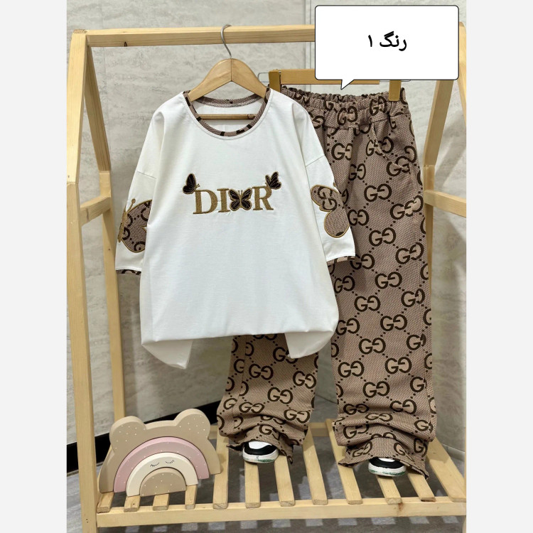 ست تیشرت و شلوار دخترانه طرح Dior مناسب نوجوان 8 تا 18 سال