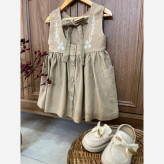 سارافون دخترانه وینتج نخی گلدوزی شده مناسب 1 تا 6 سال