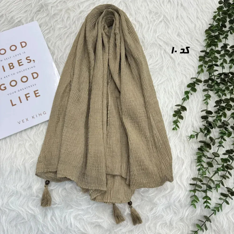 شال نخی برشکا قواره بزرگ طرح عدسی ابعاد 200 در 90 سانتی متر