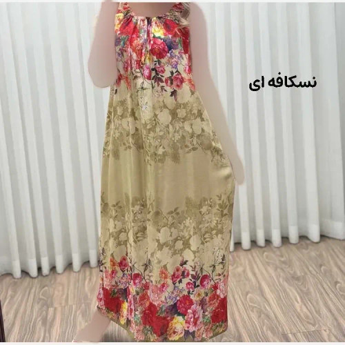 پیراهن ساحلی زنانه نخی آستین حلقهای فری سایز مناسب تا سایز 52