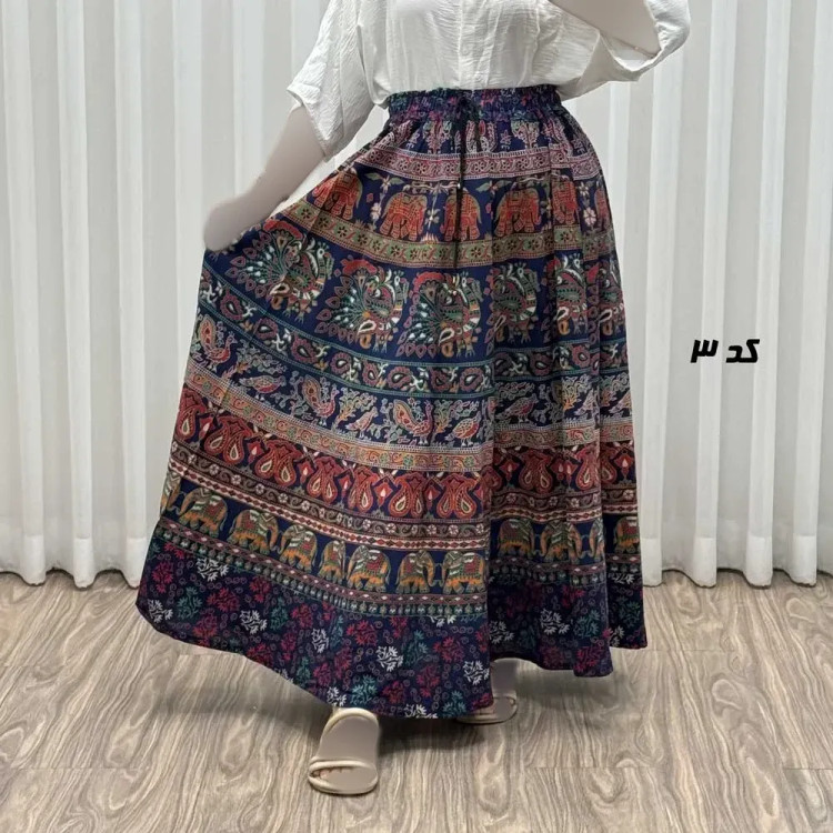 دامن زنانه لنگی کتان فری سایز مناسب تا سایز 52