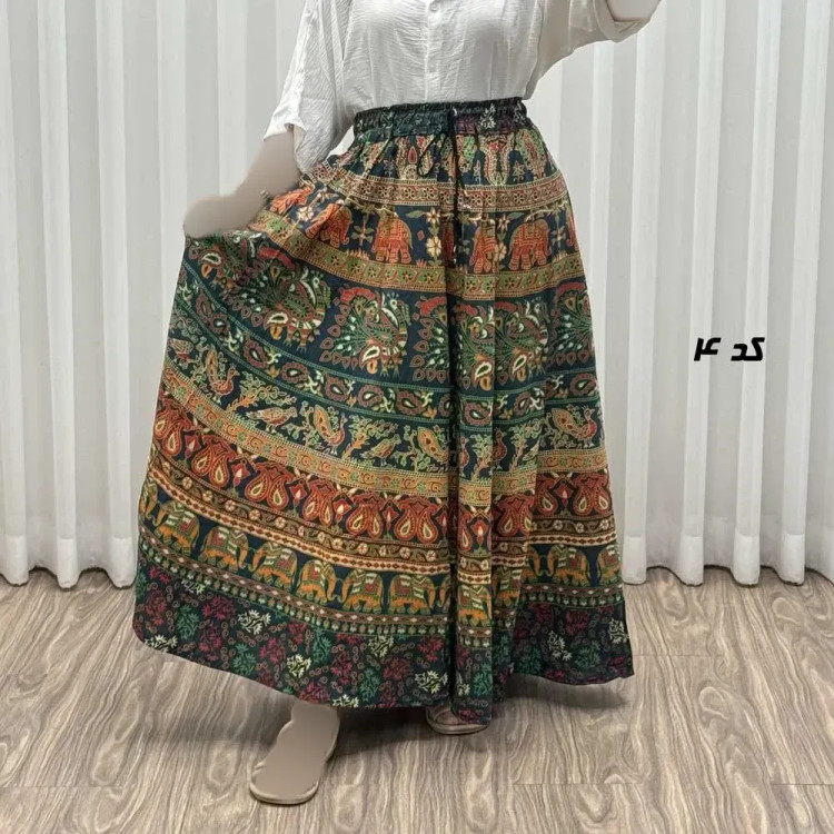 دامن زنانه لنگی کتان فری سایز مناسب تا سایز 52