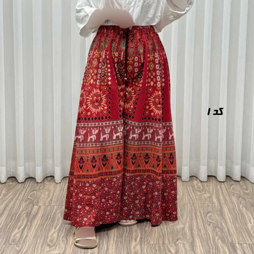 دامن شلواری زنانه لنگی کتان فری سایز مناسب تا سایز 46