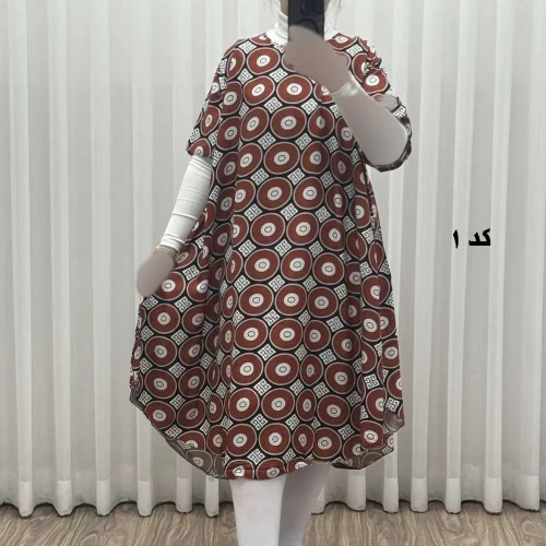 پیراهن ساحلی زنانه نخی آستین کوتاه فری سایز مناسب تا سایز 52
