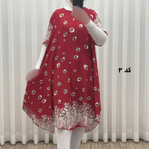 پیراهن ساحلی زنانه نخی آستین کوتاه فری سایز مناسب تا سایز 52