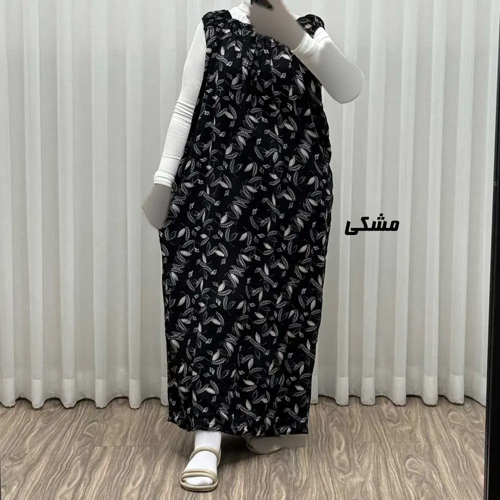پیراهن ساحلی زنانه نخی آستین حلقه ای فری سایز مناسب تا سایز 52