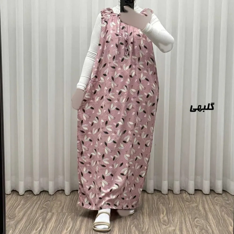 پیراهن ساحلی زنانه نخی آستین حلقه ای فری سایز مناسب تا سایز 52