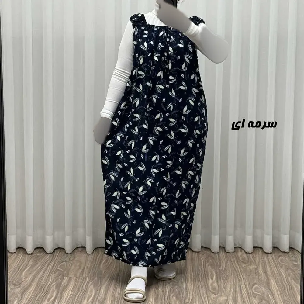 پیراهن ساحلی زنانه نخی آستین حلقه ای فری سایز مناسب تا سایز 52