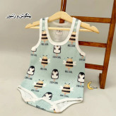 بادی رکابی زیردکمه نوزاد و کودک کوالا کیدز جنس نخ پنبه کبریتی