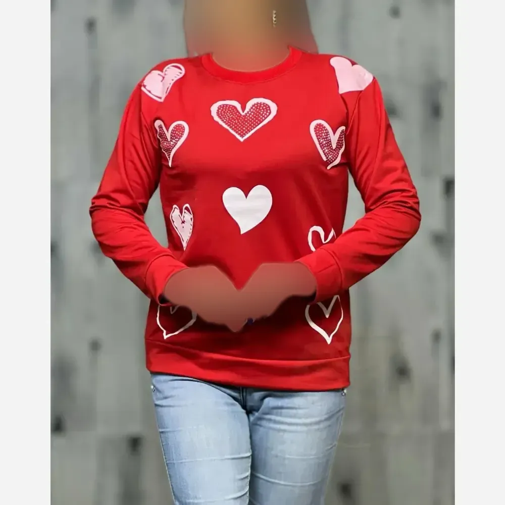 بلوز زنانه یقه گرد قرمز جنس پنبه پلی استر مناسب سایز 38 تا 44