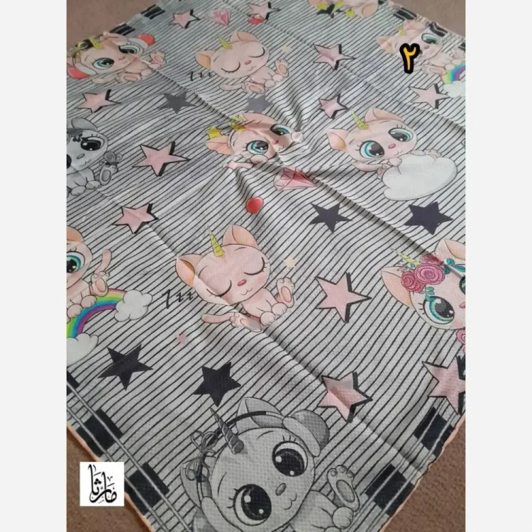 روسری سوپرنخ دخترانه فانتزی دست دوز قواره 100