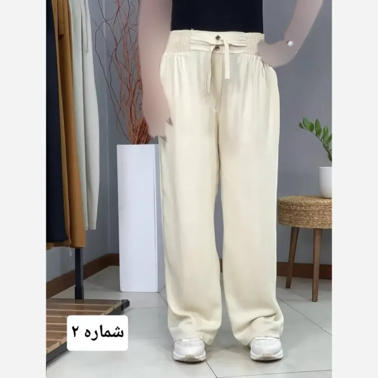 شلوار بگ نخی زنانه مدل صوفیا ماسوله قد 100 فری سایز