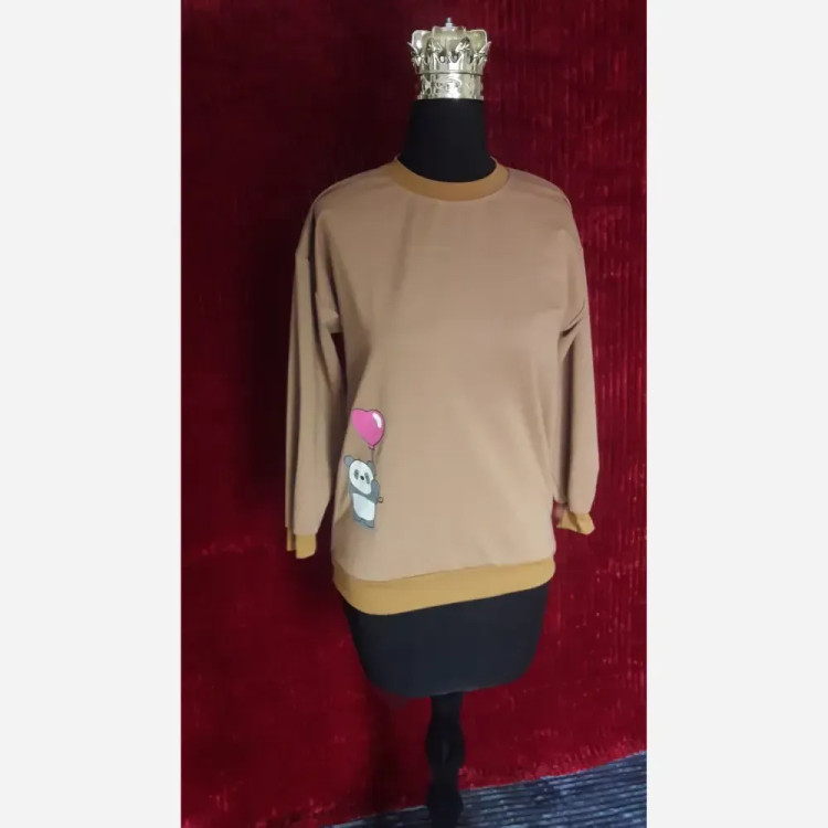 بلوز زنانه نخ پنبه طرح پاندا سایز بزرگ