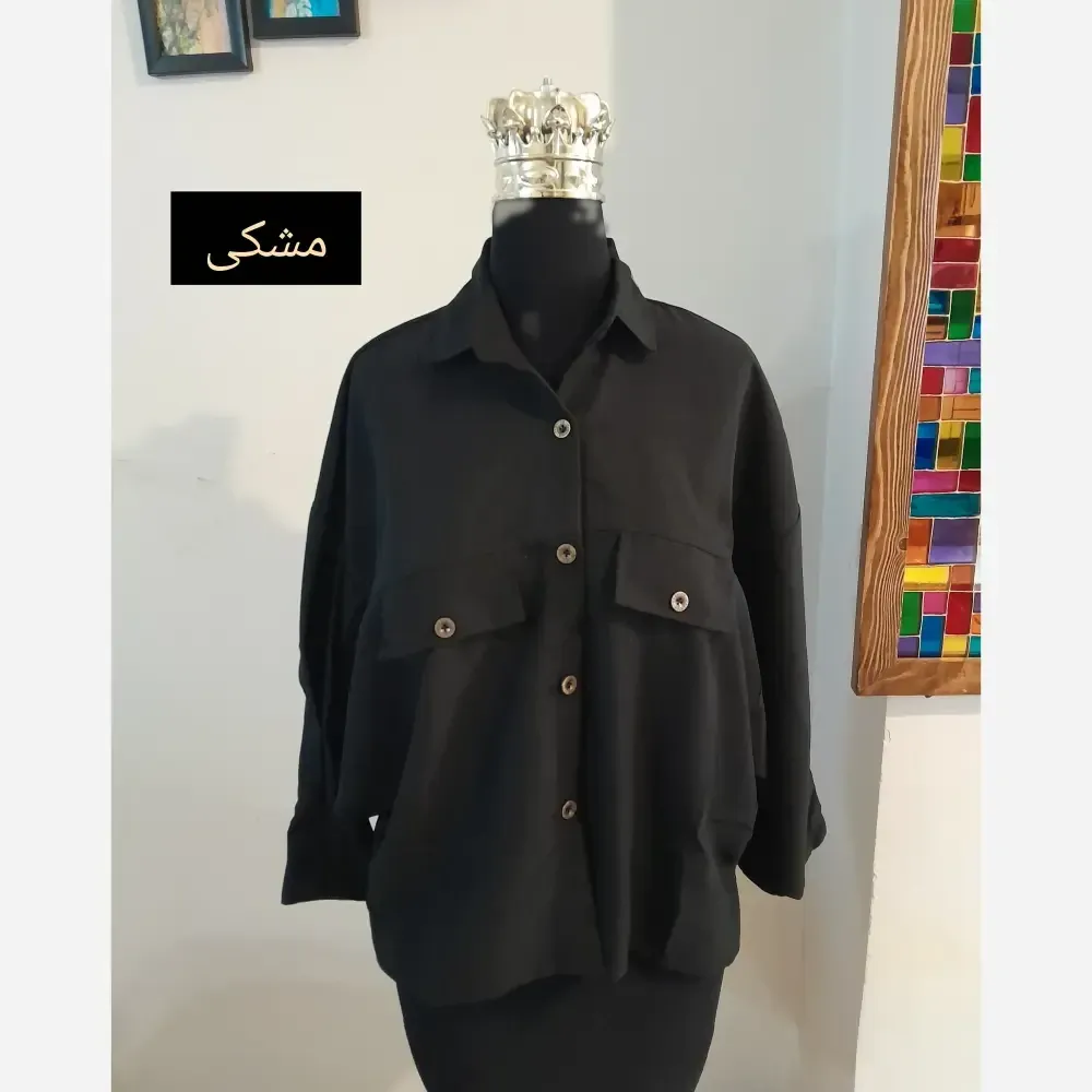 مانتو پانچ کوتاه زنانه پارچه لینن قواره دار سایز بزرگ