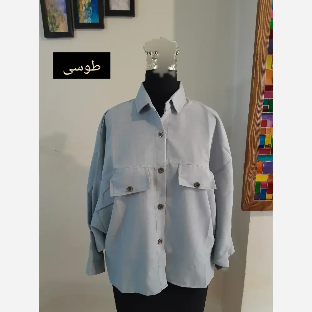 مانتو پانچ کوتاه زنانه پارچه لینن قواره دار سایز بزرگ