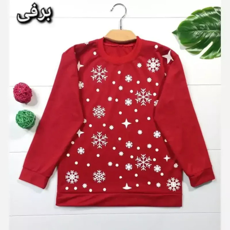 بلوز دخترانه و زنانه طرح دار قرمز جنس پنبه پلی استر سایز 38 تا 44