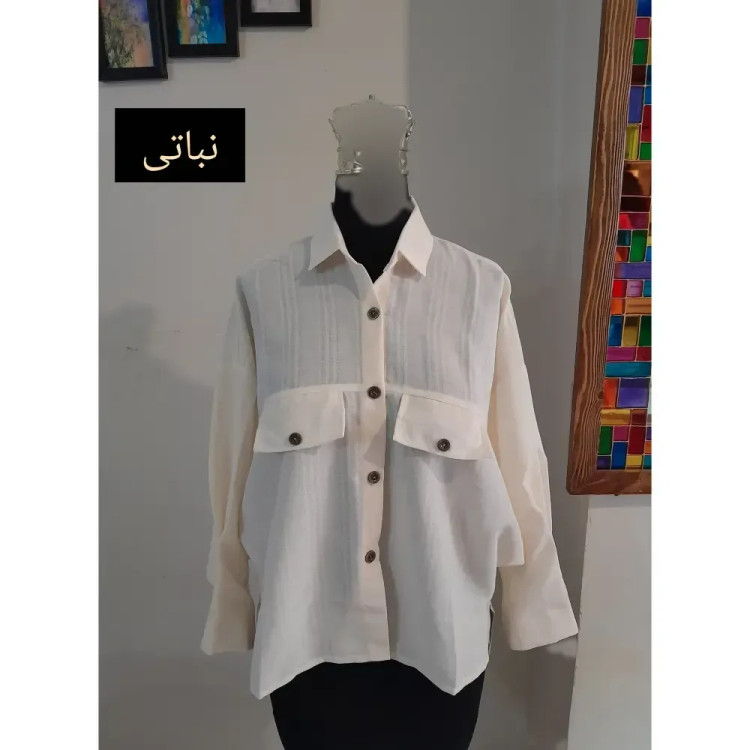 مانتو پانچ کوتاه زنانه پارچه لینن قواره دار سایز بزرگ