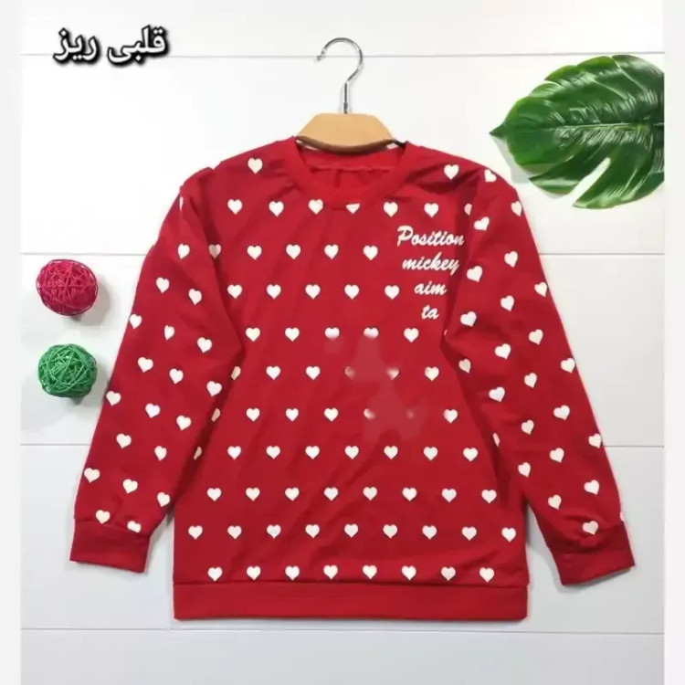 بلوز دخترانه و زنانه طرح دار قرمز جنس پنبه پلی استر سایز 38 تا 44
