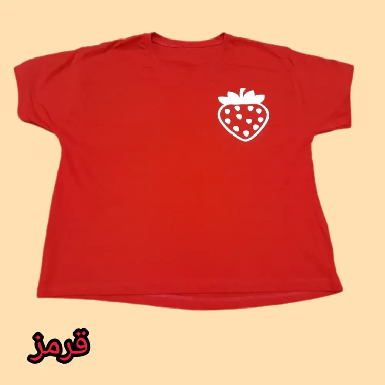 کراپ دخترانه طرح توت فرنگی صد در صد پنبه وارداتی