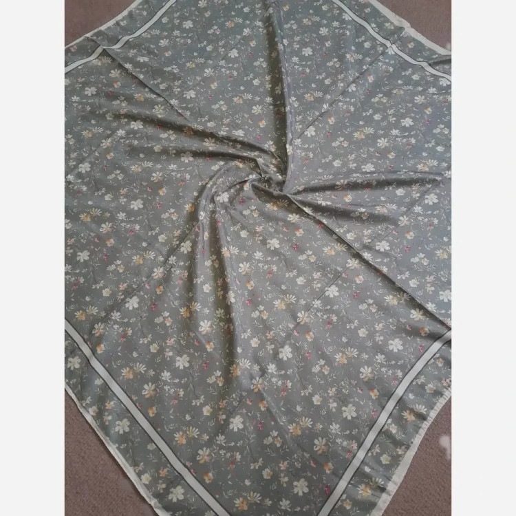روسری نخی گل ریز قواره 100 سانتی متر تابستانی