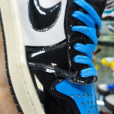 کتونی نایک جردن مشکی آبی رویه ورنی ضد خط و خش با زیره طبی و سیستم Air