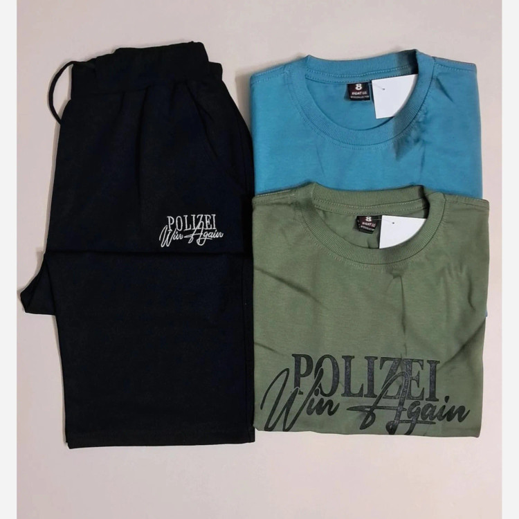 ست تیشرت و شلوارک پسرانه طرح polizei جنس پنبه لاکرا و دورس
