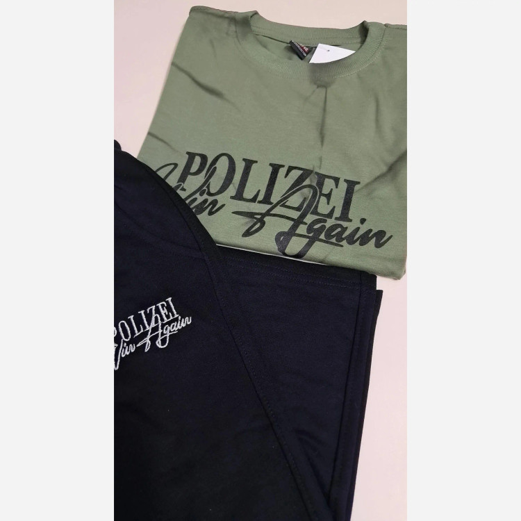 ست تیشرت و شلوارک پسرانه طرح polizei جنس پنبه لاکرا و دورس