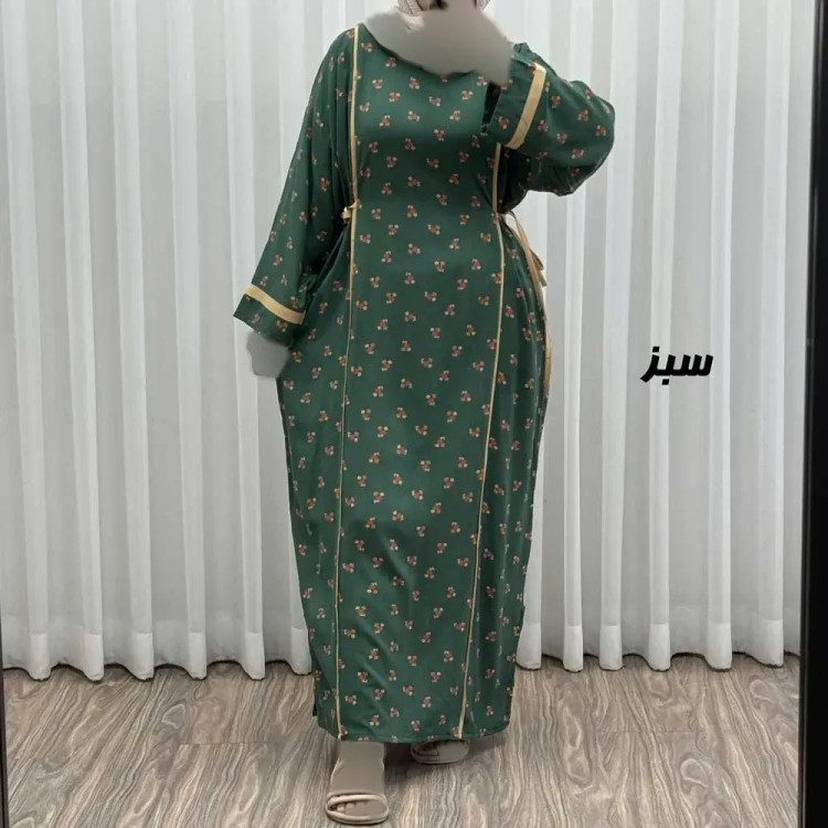 پیراهن ساحلی زنانه نخی گلریز فری سایز مناسب تا سایز 52 با کمر کشی