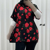تیشرت نخی زنانه دکمهدار فری سایز مناسب تا سایز 52