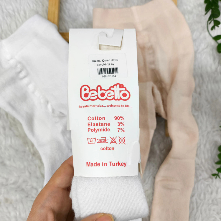 جوراب شلواری توکرکی حوله ای نوزادی دخترانه ترک ضخیم پاییزه نخی نرم لطیف سایز 6 تا 18 ماه