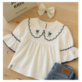 ست شومیز و شلوار واید لینن پنبه دخترانه مناسب سن 5 تا 9 سال
