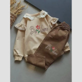 ست بلوز دورس پنبه و شلوار کتان دخترانه سایز 40 تا 60