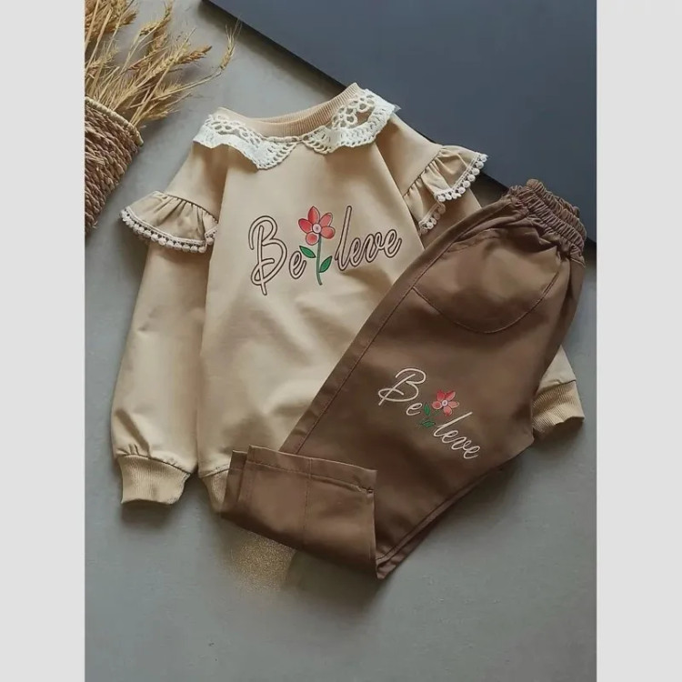 ست بلوز دورس پنبه و شلوار کتان دخترانه سایز 40 تا 60