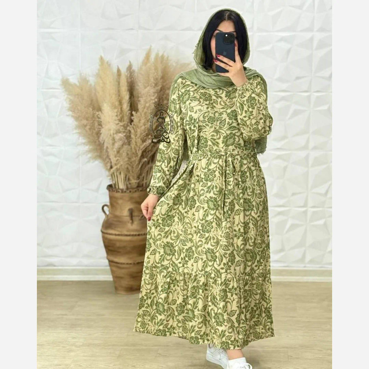پیراهن ساحلی زنانه جنس کرپ فلور بوگاتی فری سایز قد 136