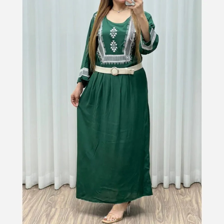 ساحلی نخی زنانه طرح سنتی بند دار فری سایز خنک تابستانی