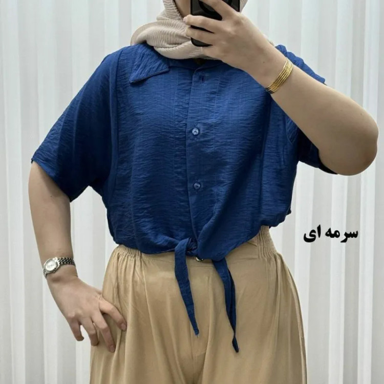 شومیز گره ای بابوس فری سایز رنگ ثابت کیمونو