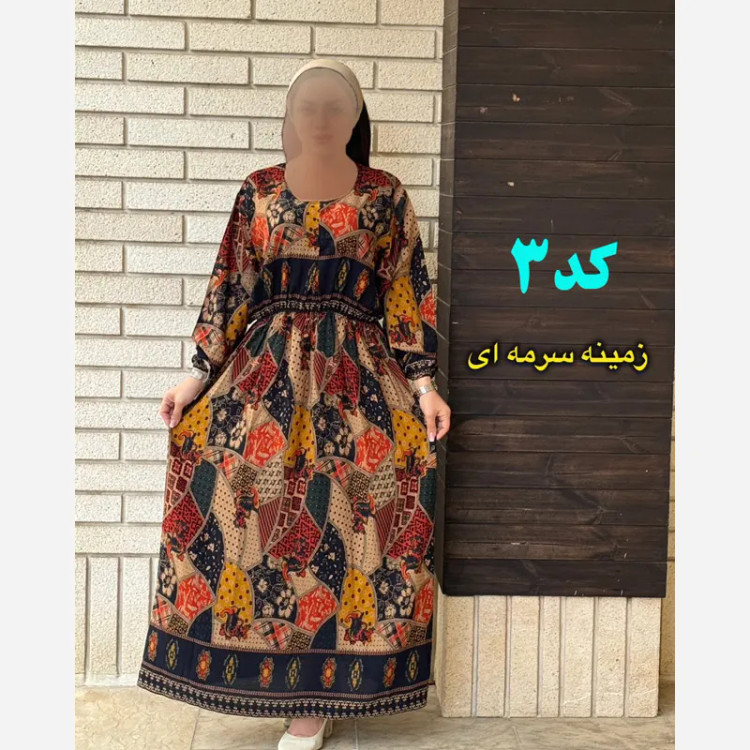 پیراهن سایز بزرگ زنانه طرح اندونزی قد 140 سانت