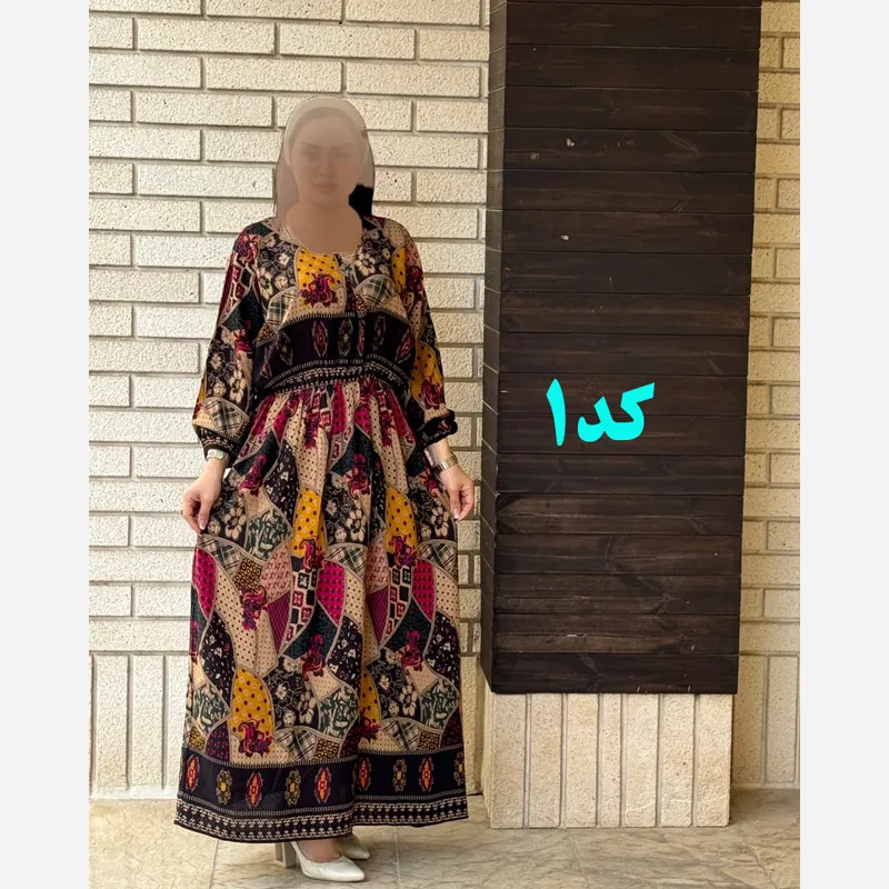 پیراهن سایز بزرگ زنانه طرح اندونزی قد 140 سانت