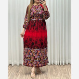 پیراهن ساحلی نخی حاشیه دار زیر سینه کشدار فری سایز