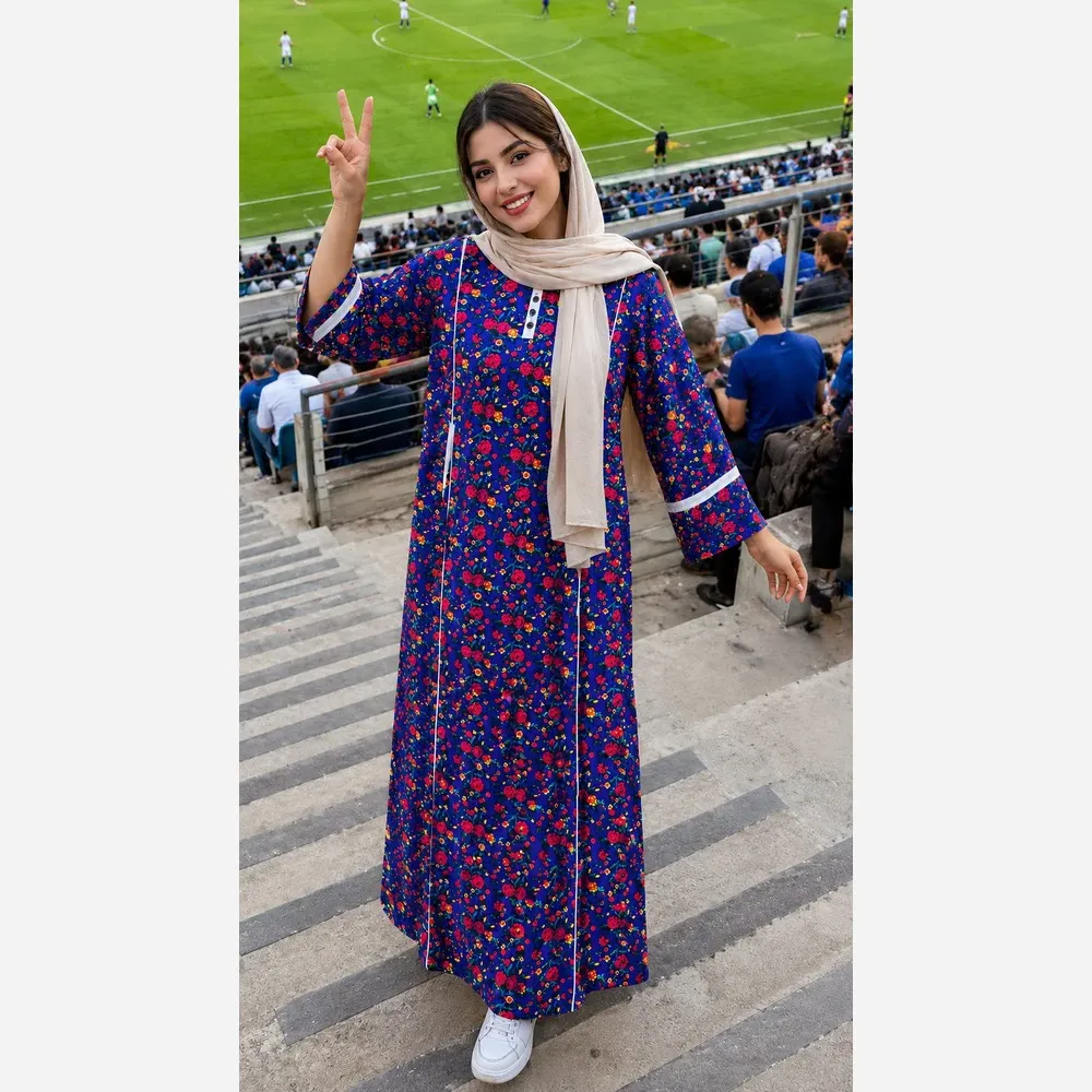 پیراهن نخی زنانه مدل ترکمنستانی نوار دار فری سایز خنک