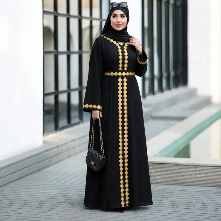 پیراهن مانتویی بلند زنانه جنس دلتا کراش رنگ مشکی سایز بزرگ
