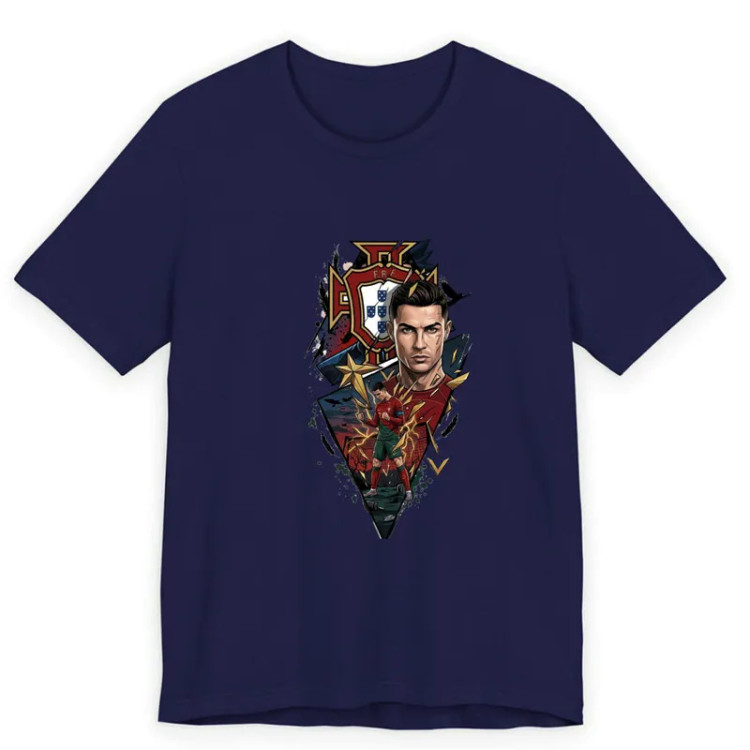 تیشرت آستین کوتاه یقه گرد مردانه مدل جام جهانی فوتبال کریس رونالدو